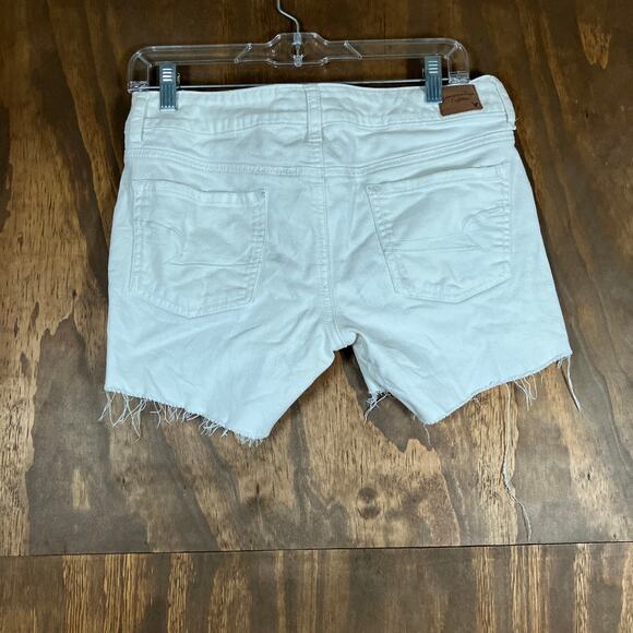 American Eagle Womens Shorts White Fringe Cut Off Low Rise Shortie Stretch 8 - Picture 9 of 11